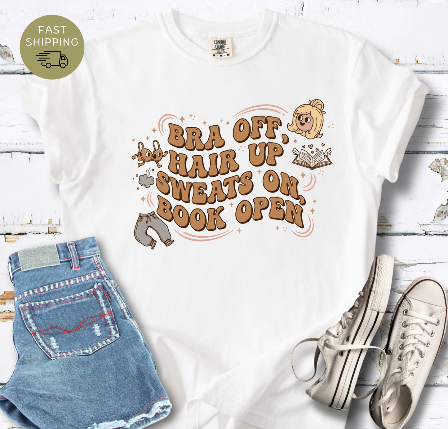 Cute bookish aesthetic t-shirt with cozy reading theme