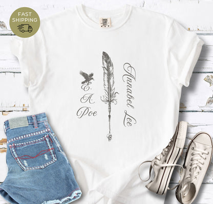 Classic literature shirt with elegant quill and dark aesthetic