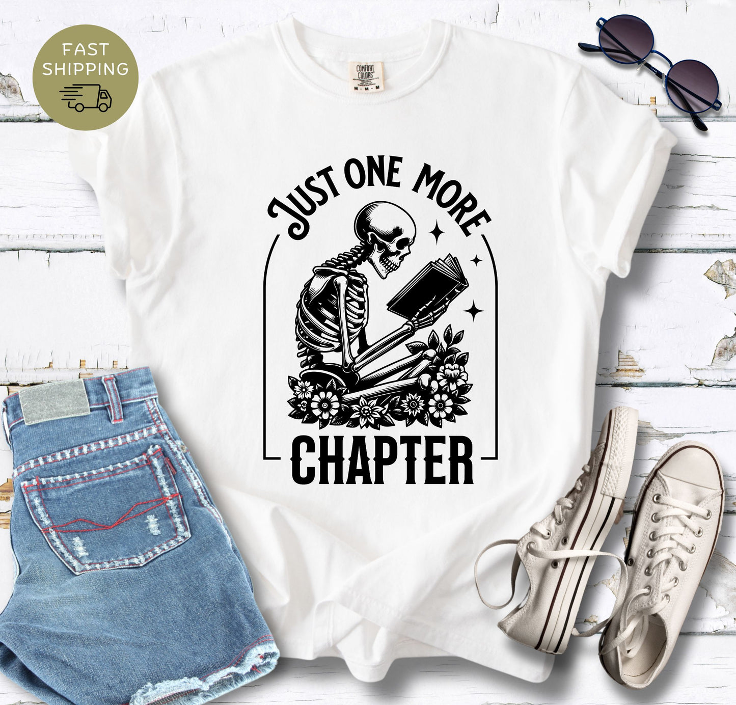 Skeleton Reader Just One More Chapter T-shirt