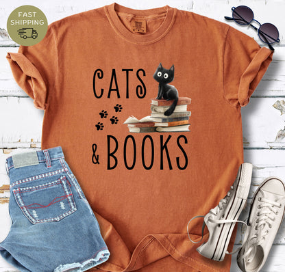 Cats & Books v2 T-shirt